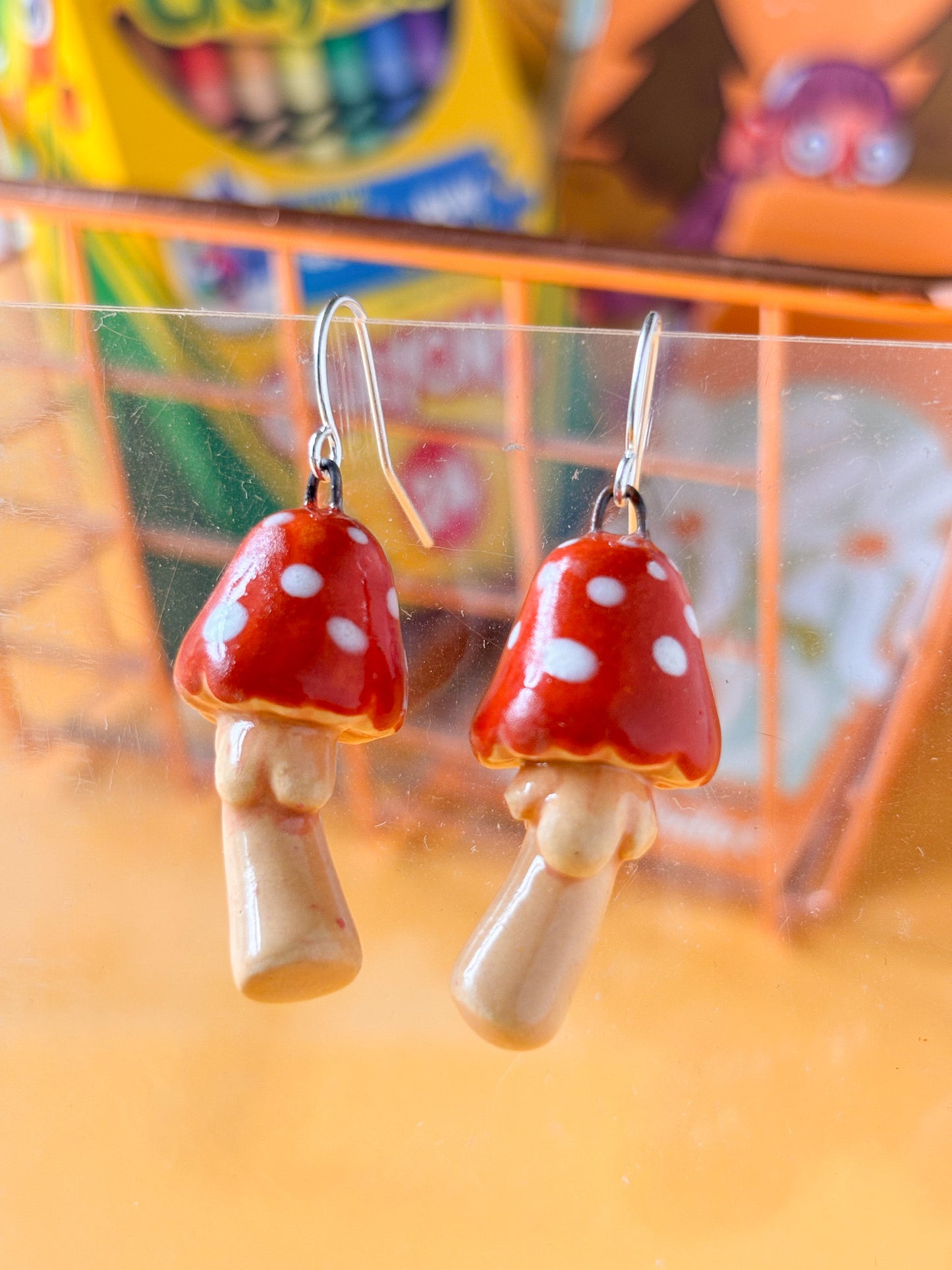 Tall Mushrooms in Burnt Orange | Earrings