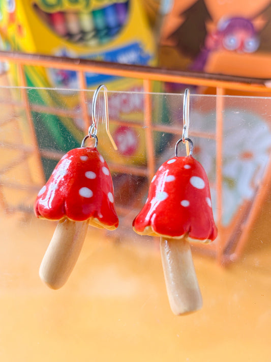 Tall Mushrooms in Red | Earrings