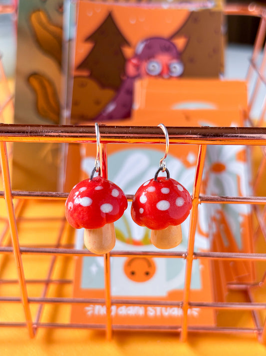 Round Mushrooms in Red | Earrings