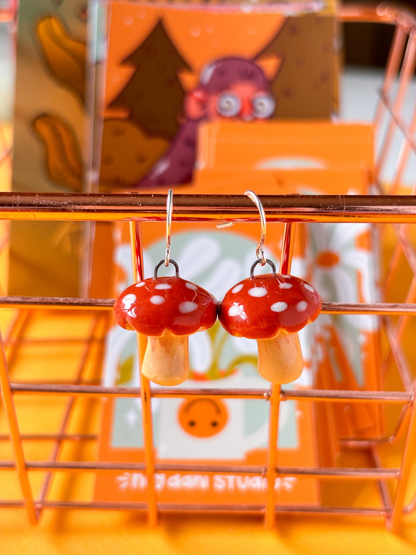 Round Mushrooms in Burnt Orange | Earrings